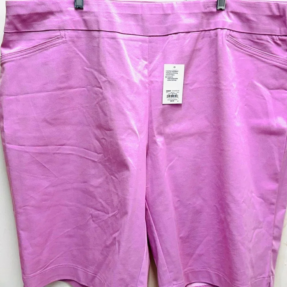 NWT CROFT & BARROW Women Mid Rise LiLac Bermuda Shorts Plus Size 24W Regular